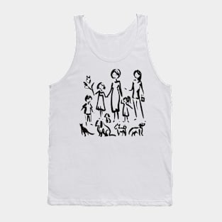 Stick figure family in black ink Tank Top